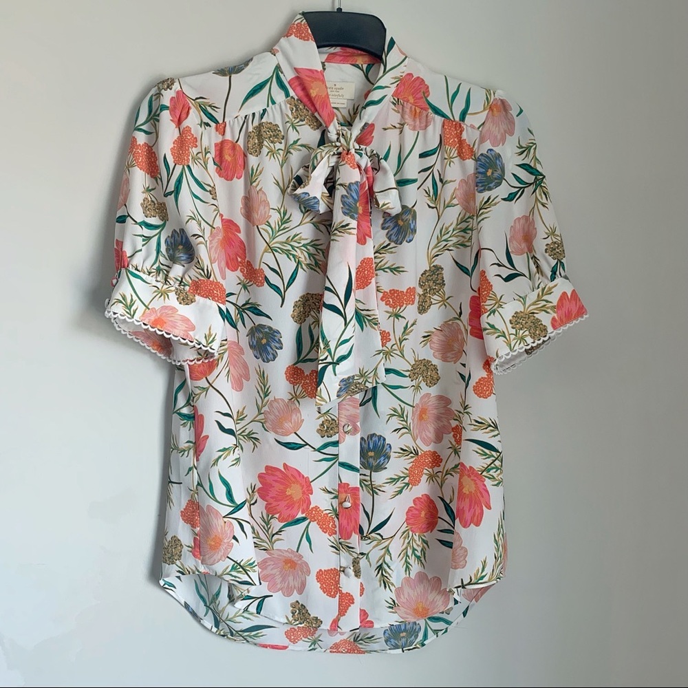 Kate Spade Blossom Tie Neck Shirt